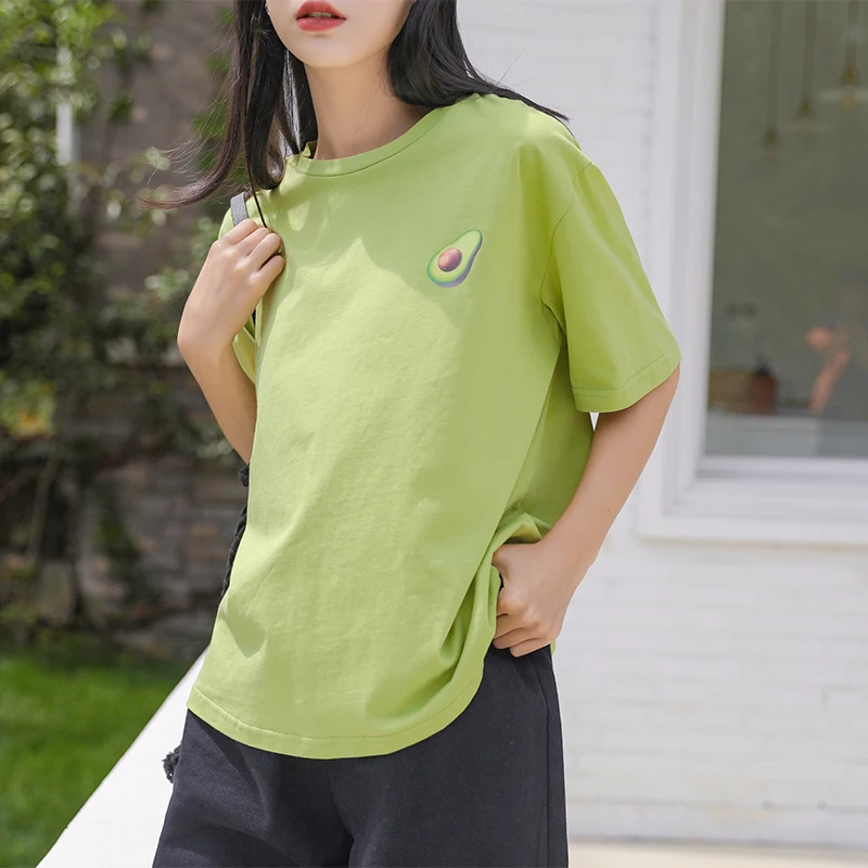 

2019 New Summer Cute Fruit Printed Short Sleeve T Shirt Women Casual Loose Tee Shirt Korean Harajuku Woman Tshirt Tops