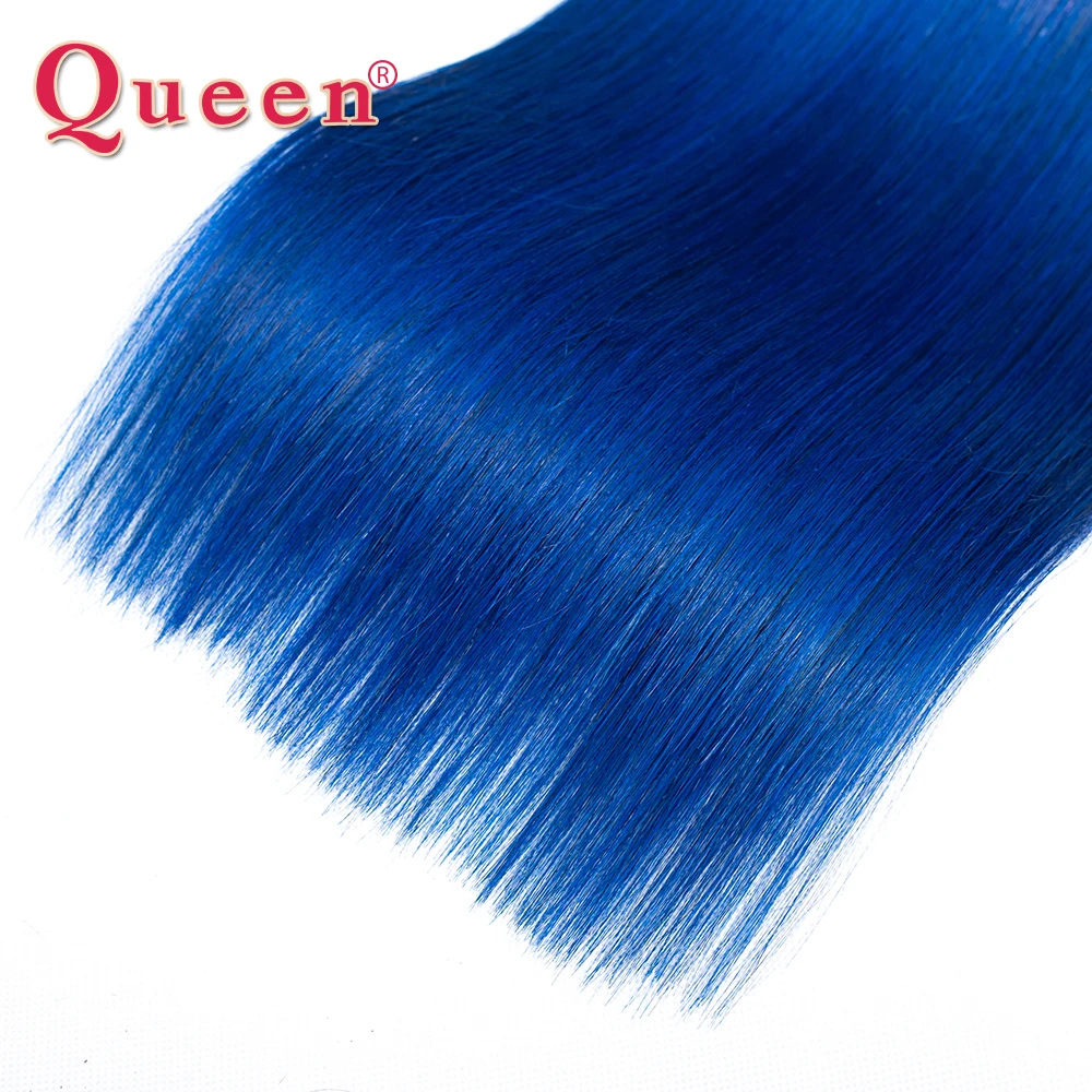 Queen Hair Products Brazilian Ombre Human Hair 1/3/4 Bundles Straight Two Tone 1B/Blue Straight Human Hair Weave Extensions Queen Hair Products Brazilian Ombre Human Hair 1/3/4 Bundles Straight Two Tone 1B/Blue Straight Human Hair Weave Extensions
