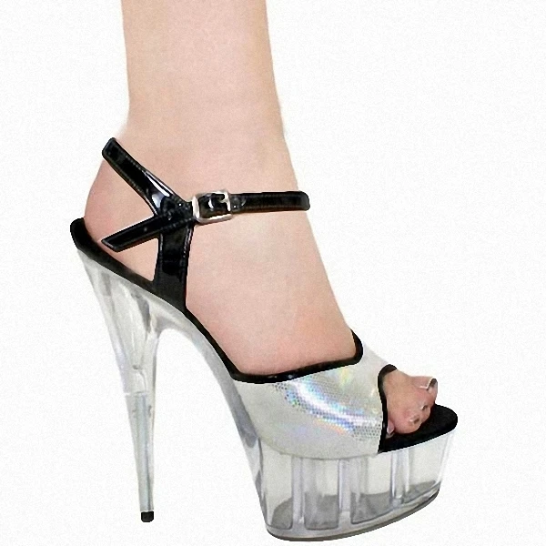 15 cm super high heels Flash powder crystal Roman style sandals with waterproof Taiwan