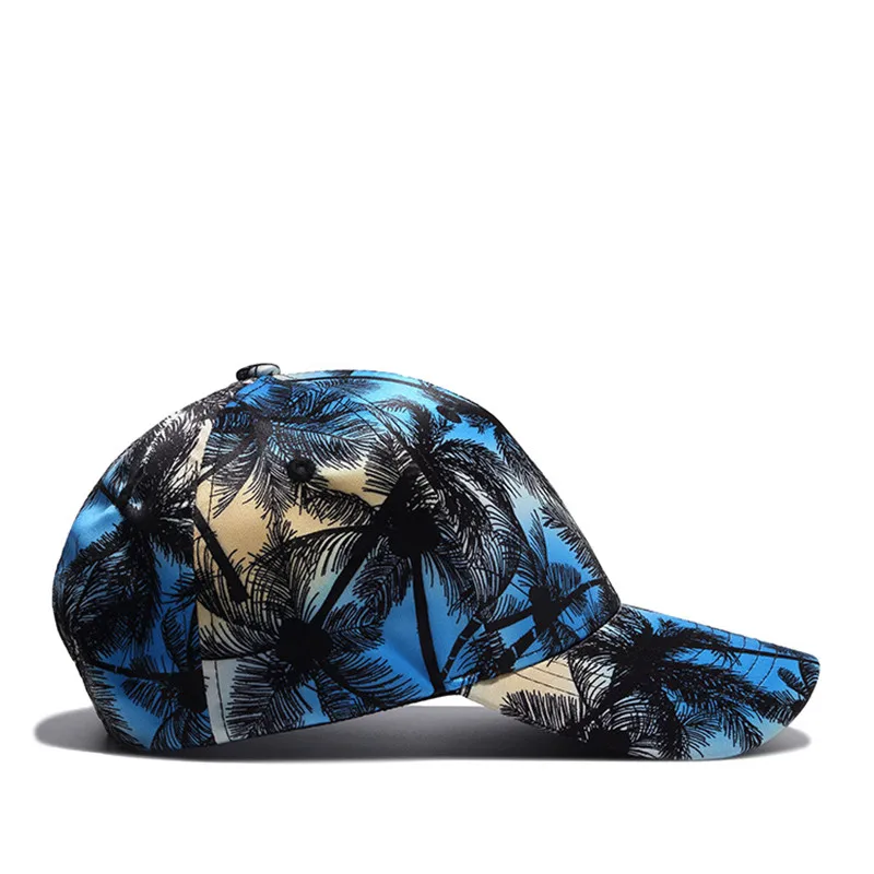 2017 nuevas llegadas azul cielo Gorra De Beisbol hombre mujer gorras De béisbol hueso 6 Panel 3D árboles De coco sombrero Dropshipping venta al por mayor