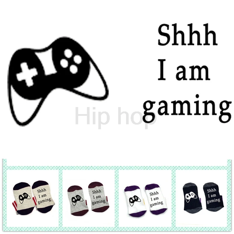 Тссс I'm игровой слова на Носки игровой консоли Носки удобные хлопковые унисекс Для мужчин Для женщин Носки