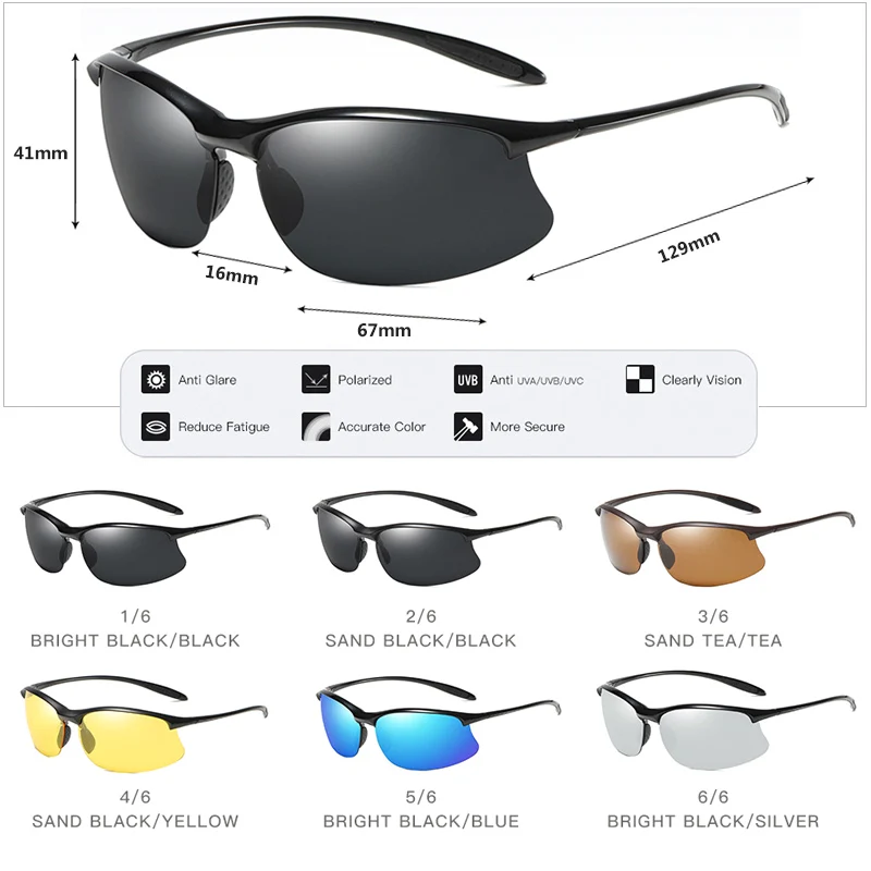 Brand Classic Outdoor Sport Polarized Sunglasses Men Women Driving TR90 Frame Male Sun Glasses Goggles UV400 Gafas gafas de sol