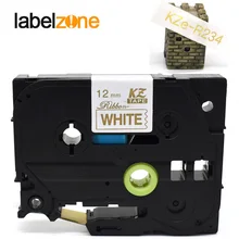 Tze-R234 атласная лента золото на белом ленты 12 мм* 4 м совместимый с Brother p-сенсорный принтер для pt-d200 d210 ленточный принтер tz-R234