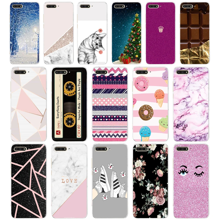 

8 case cover for huawei Y6 2018 case back cover full 360 protective soft tpu sillicone Coque cute