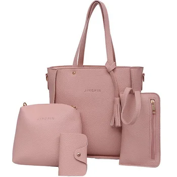 

Women Bag Set Top-Handle Big Capacity Female Tassel Handbag Fashion Shoulder Bag Purse Ladies PU Leather Crossbody Bag