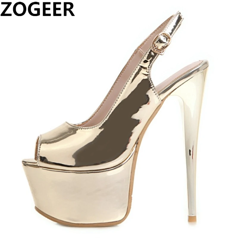 

Plus Size 48 Summer Women Sandals Pumps Peep Toe Sexy Super High Heels Shoes Slingback Gold Silver Gladiator Sandals Women
