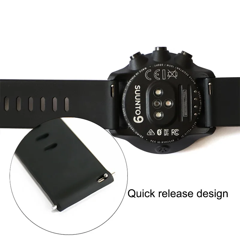 24 мм силиконовый ремешок для часов Suunto9 Spartan Sport HR Watch Band Suunto 9 Baro Quick Release Strap Rubber ремешок для часов