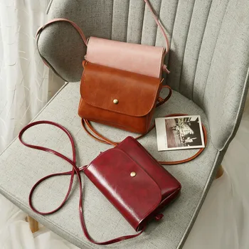 

New Women Shoulder Bag Female Mini Coin Phone Bag Leather Simple Solid Handbag Retro Crossbody Bags for Girls Messenger Bags