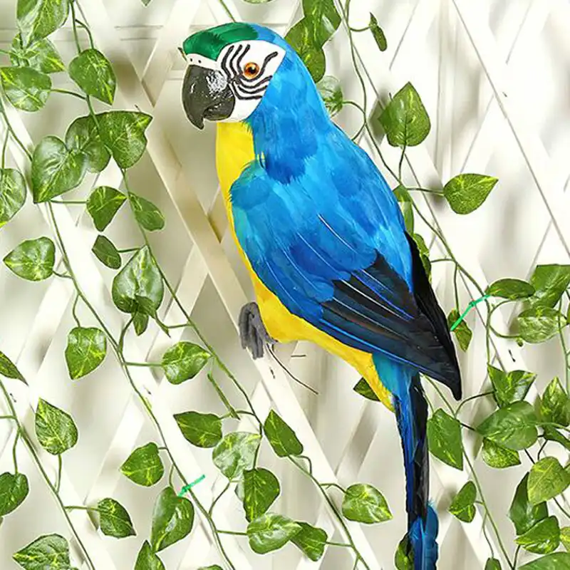 屋外ガーデン森オウム画像ミニチュア動物モデルクラフト鳥像プラスチック工芸の芝生の木の装飾 人工植物 Aliexpress