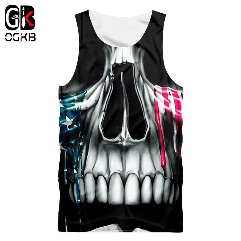 

OGKB Unisex Tank Top Summer Cool Print Skull 3D Singlets Vest For Women/men Hiphop Streetwear Punk Gothic Shirts Sleeveless Tees