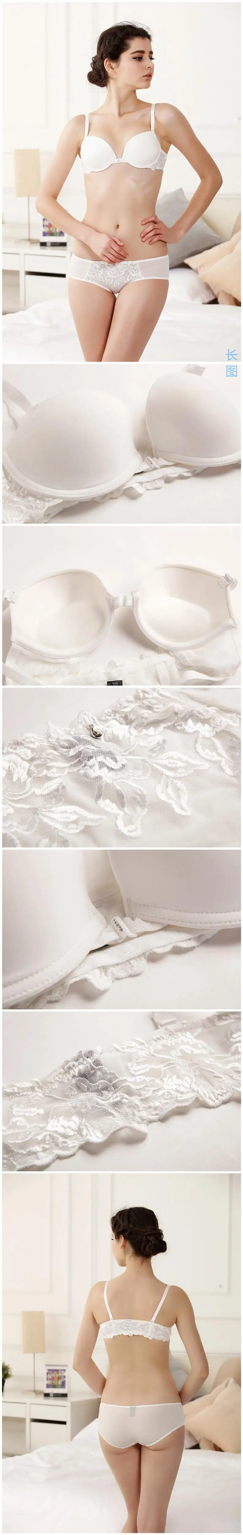 Japanese intimates Embroidery Lace Bra Set Front Closure Sexy Lace Push up Bra Set Pink Lingerie Set Sexy Underwear Women Set()