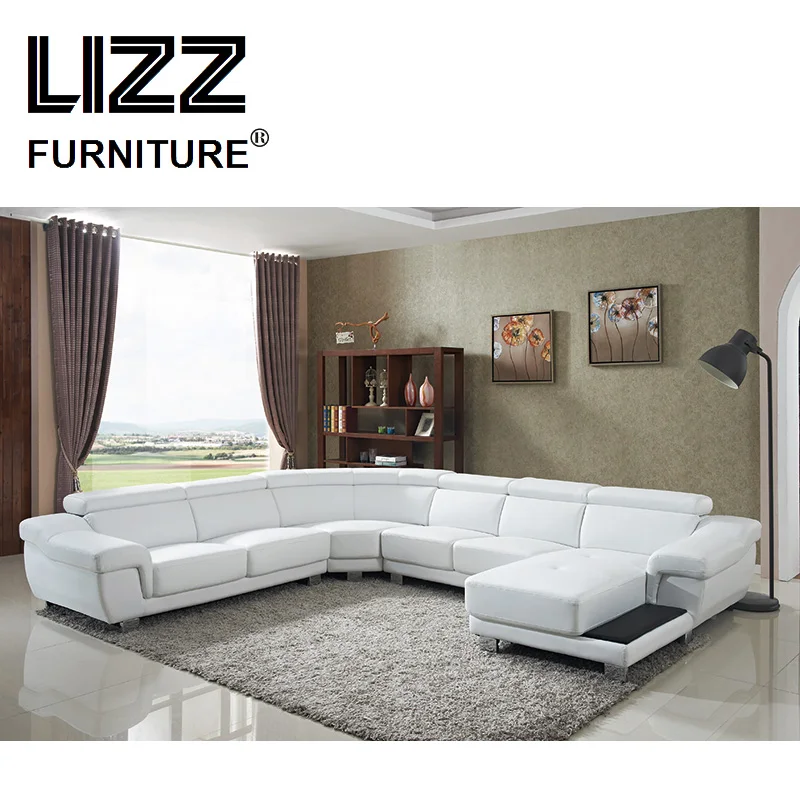 Modern Furniture Sectional Corner Sofa Set U Shape Couch Leisure Chaise Leather Divani
