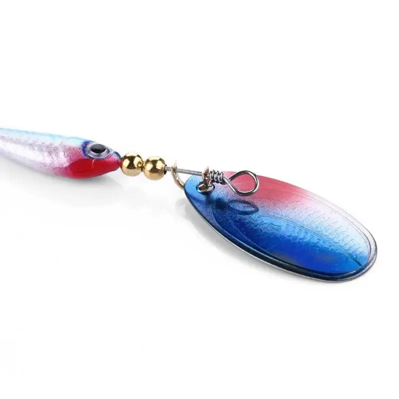 rotating Spinner Bait Sequin Fish Shape Fishing Lure Bionic Artificial Bait Metal Spoon with Treble Hook