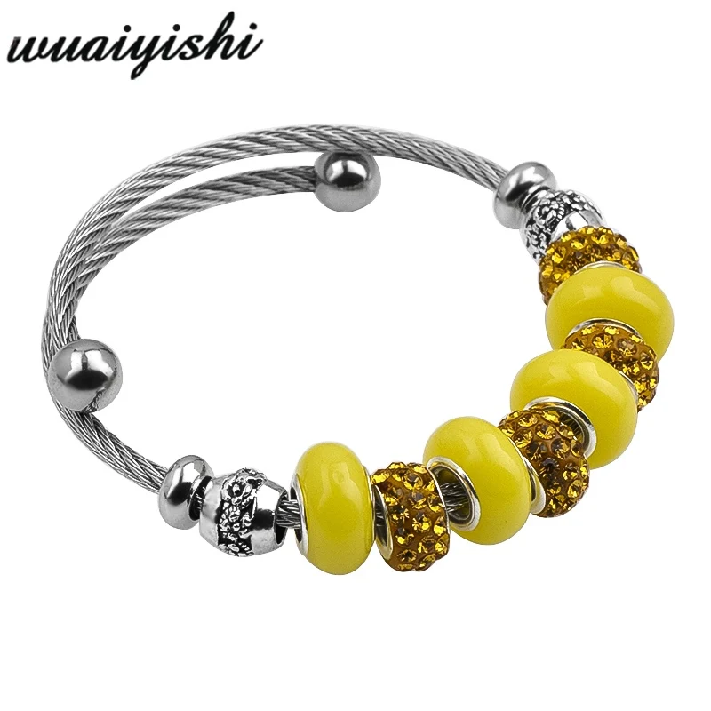 

yellow delicate Zircon Charm Bracelet for Women Fit Brand Bracelet Jewelry DIY Making Accessories Gifts PDA-162