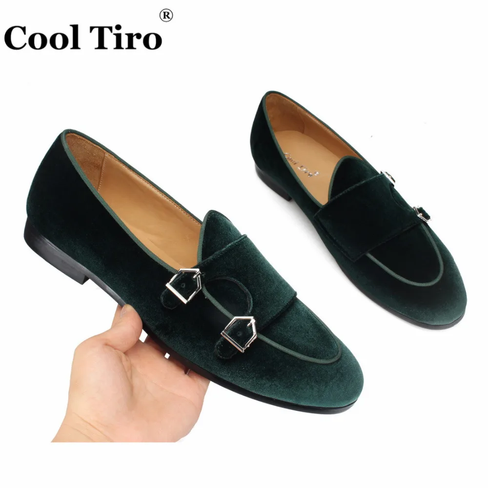 Green Velvet Double-Monk Belgian Loafers  (5)