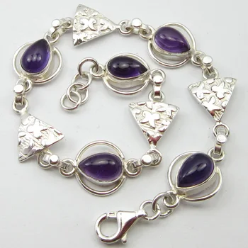 

SOLID Drop AMETHYSTSs Fashion Bracelet 8.1" ! Gift For Sister