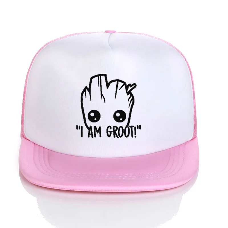 Новое поступление, Детская летняя кепка I AM GROOT, Кепка Дальнобойщика с сеткой, бейсболки для мальчиков, шляпы для взрослых и детей, самодельные шляпы для малышей