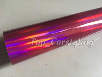 

1.52x20m/roll pink Chrome Holographic Vinyl Film Chrome Rainbow laser car sticker Chrome vinyl wrapping with Bubble Free