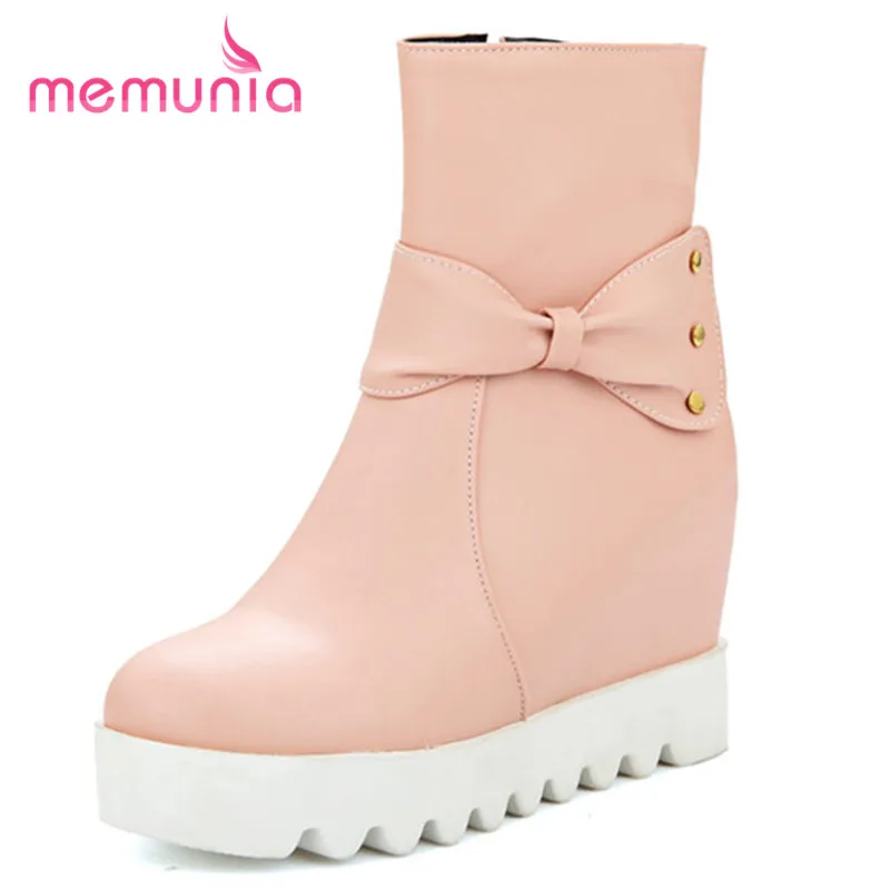 

MEMUNIA plus size 34-43 women boots sweet butterfly knot fashion boots height increasing winter boots 2020 new ankle boots