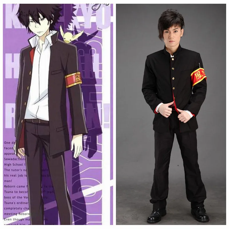A(Freeshipping Adulto Kid Katekyo Hitman Reborn Hibari Kyoya 1St Anime Cosplay Costumi Di Marca Personalizza Per Adulti Taglie Forti