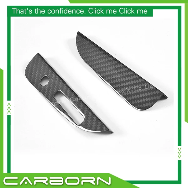 

For Ford Mustang 2015-2018 Left Hand Drive Version Carbon Fiber Gloss Black Gear Shift Board Trim- 2pcs