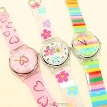 Luxurious model ladies man vogue&informal rainbow shade wristwatches youngsters coronary heart flower waterproof watches Xmas reward watch