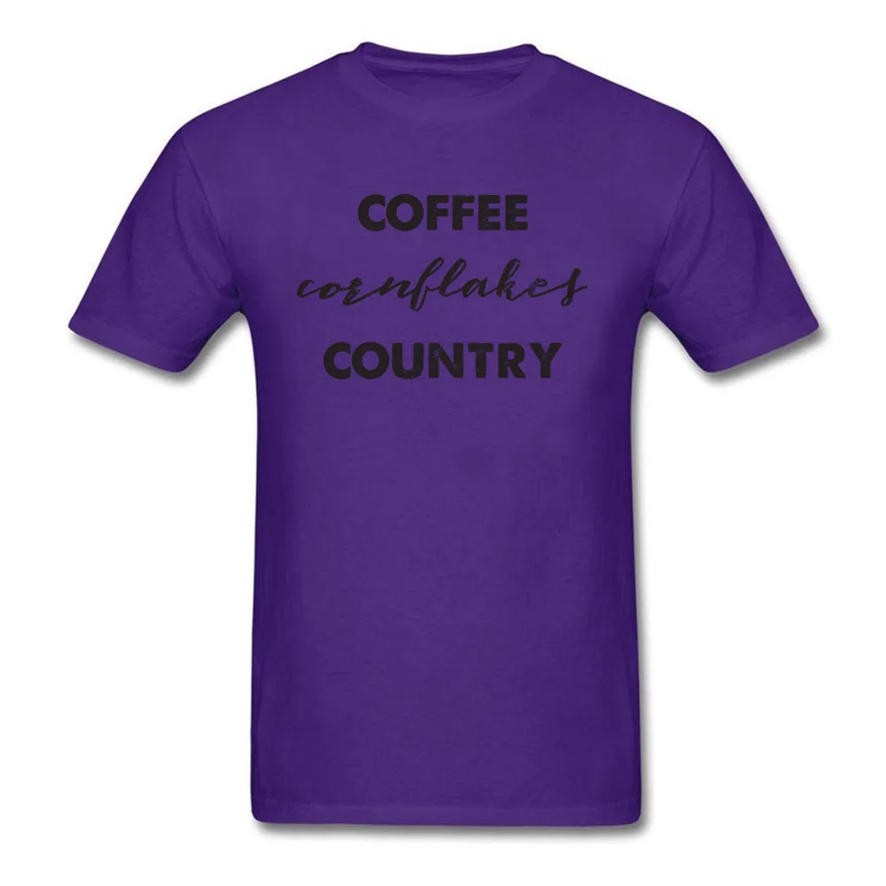 Coffee Cornflakes Country T-Shirt Short Sleeve Custom Funny Men Lovers Day Tops Tees Custom Tee Shirt Crew Neck Pure Cotton Coffee Cornflakes Country purple