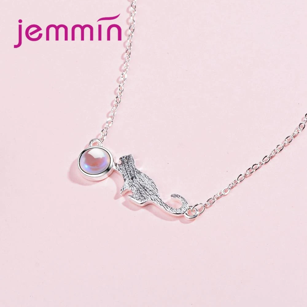 New Fashion Lovely Cate Playing Ball Design 925 Sterling Silver Necklace For Women Girls Party Jewelry Accessories