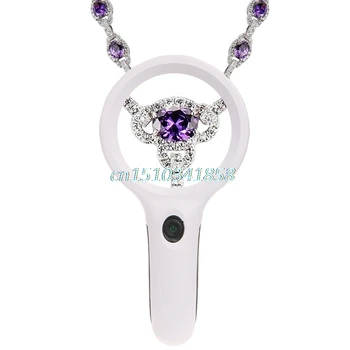 

10X Handheld Magnifier Magnifying Glass Lens Loupe 8 LED Light With Money Detect Jewelry Tool #Y51#
