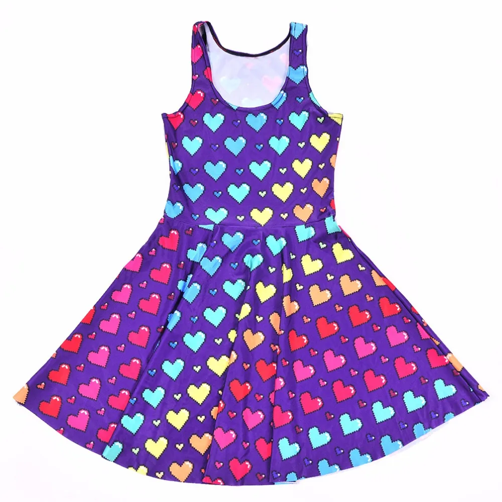 

Hot Women Digital Print Gradient heart Shape Print Dresses Sleeveless Beach Dress Plus size
