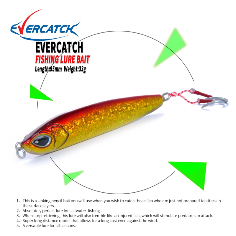 

EVERCATCH Retail A+ fishing lures 2018 Hot-selling minnow 95mm/33g super sinking crank popper penceil bait All class jigging
