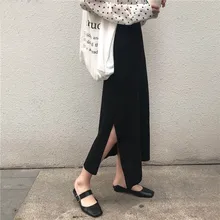 Винтаж Повседневное Для женщин Летнее Длинное однотонное Цвет юбка черный Высокая Талия юбки женские модные праздничная одежда элегантная юбка