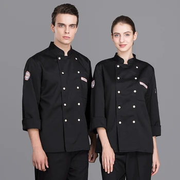 

Newly Barkey Accessories Chef's Jackets Long-Sleeved Uniform Hotel Restaurant Kitchen Men Double-breasted Workwear Overalls