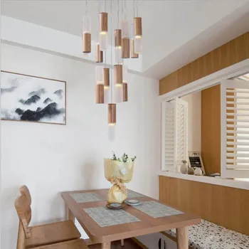 

Modern minimalist creative wood flashlight chandelier cafe aisle living room bedroom restaurant hotel bar chandelier led fixture