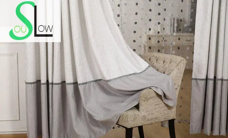 Luxury European Brown Gray Bird Nest Spliced Curtains - Linen Tulle for Living Room, Kitchen, Bedroom - Slow Soul image 6