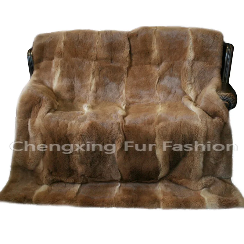

CX-D-08/Z 130X150 Natural Color Striped Genuine Rabbit Fur Blanket