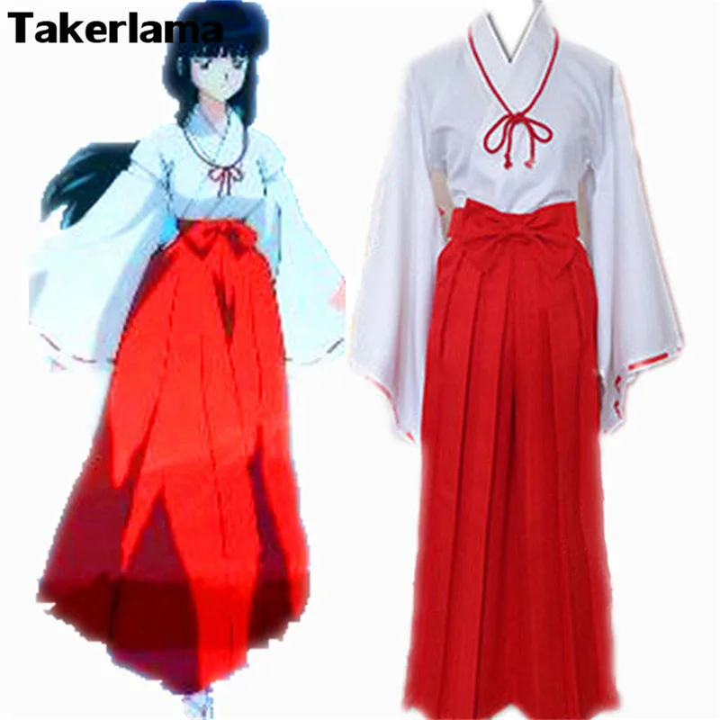 Anime INUYASHA Bright Red Kimono Costume Cosplay Halloween Adult Dress Unisex
