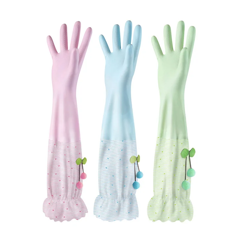 Long Sleeve Thickening Dishwashing Gloves Kitchen Wash Dishes Latex