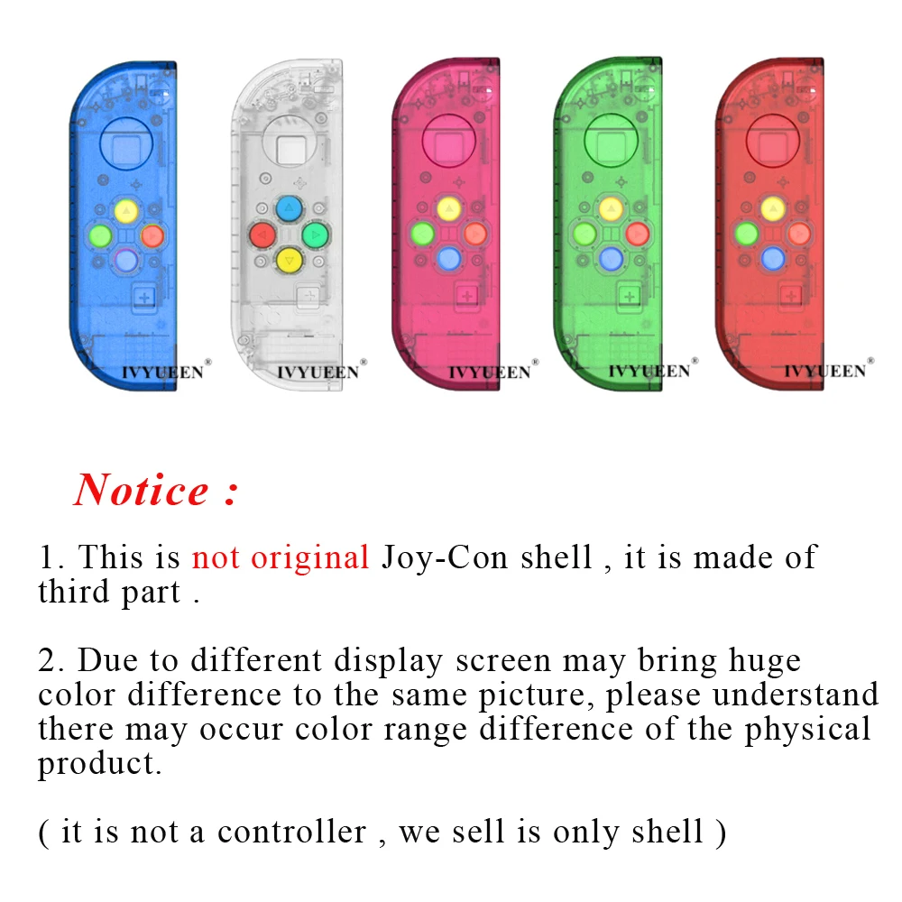 IVYUEEN для Joy Con, сменный корпус, прозрачный чехол, чехол для переключения, консоль Joy-Con с кнопками ABXY