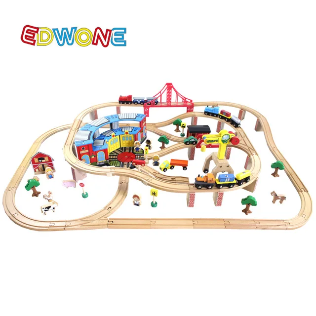 carousel multi track wooden train set