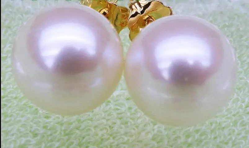 

Free Shipping >>>> 18K Yellow Gold Cultured 9mm Round Genuine Seedless White Pearl Earring
