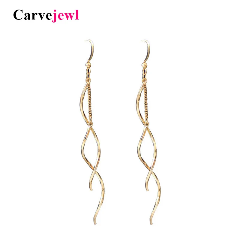 

Carvejewl Unique Twisted spiral Bar Long Line Chain Earrings Gold Color plating Fashion Drop/Dangle Earring for women Jewelry