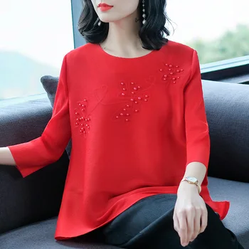 

Spring Women Pleated Casual Fashion New Tidal Loose Big Size Tops Shirts