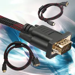 Мужчина HDMI к VGA HD-15 мужской 15Pin Video Converter Кабель-адаптер 1.5 м 1080 P