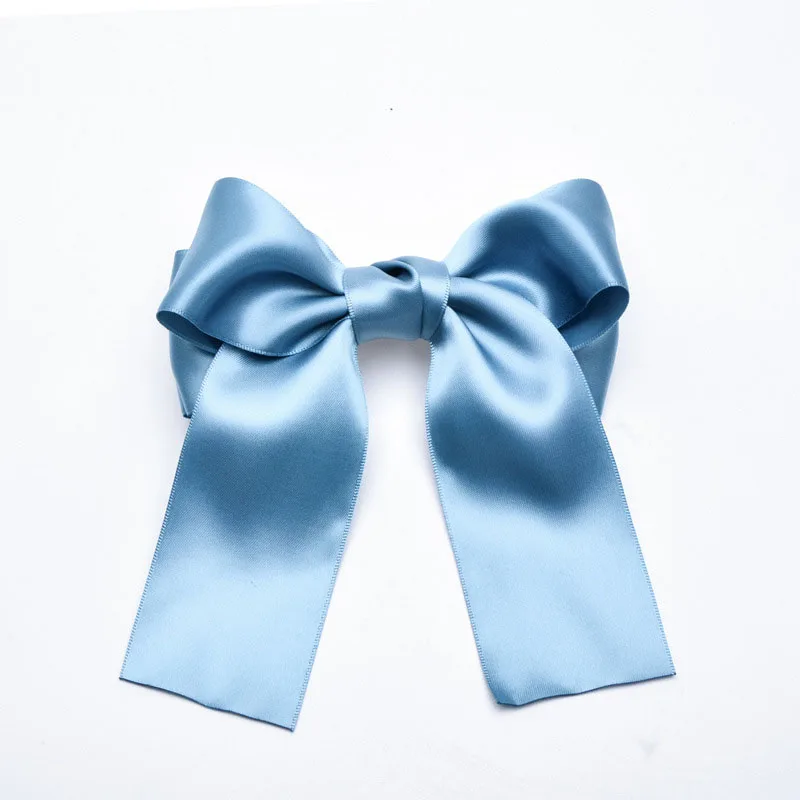 Милые модные аксессуары для волос корейский женский многоцветный сатин лента бант заколка для волос s заколка конский хвост держатель cc0070 - Цвет: sky blue