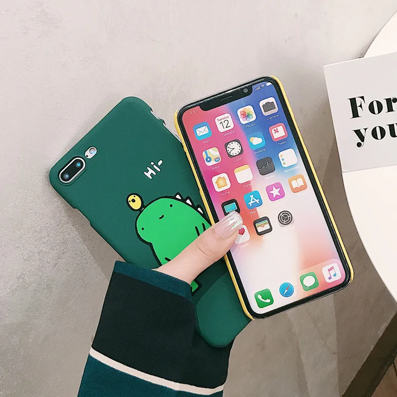 WANGFUZHI чехол для iPhone XS XR Max X 6 s 7 8 плюс мультфильм Динозавр письмо жесткий пластик PC