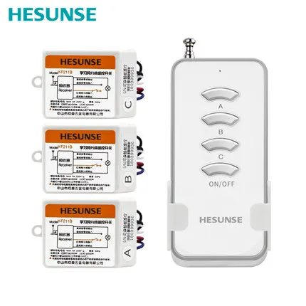 Y-F211B 1004W 1N3 Беспроводной 3 Way 433 МГц светильник 220V Беспроводной дистанционного Управление обучающий код с 3 приемника