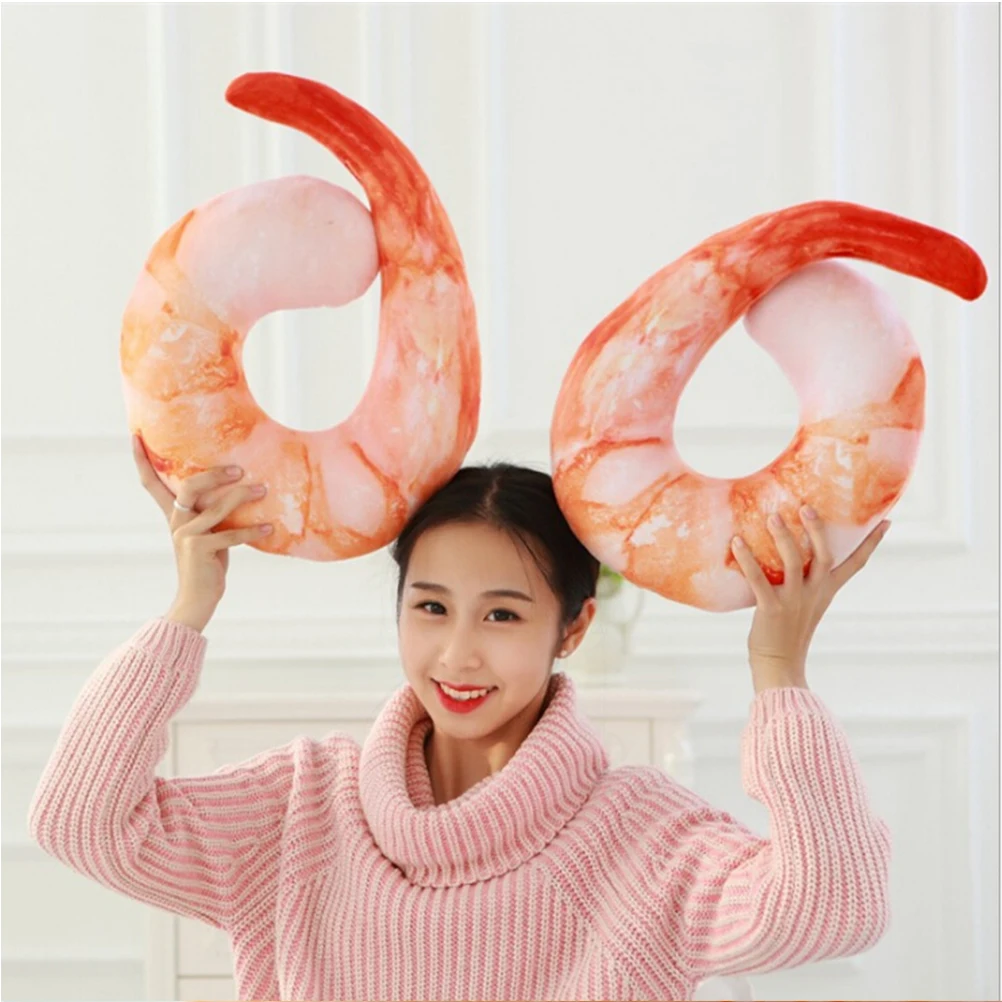 

1PC 40cm U neckpillow shrimp cushion pillow kids toys birthday gift Creative plush Peeled Prawns stuffed animals plush toys