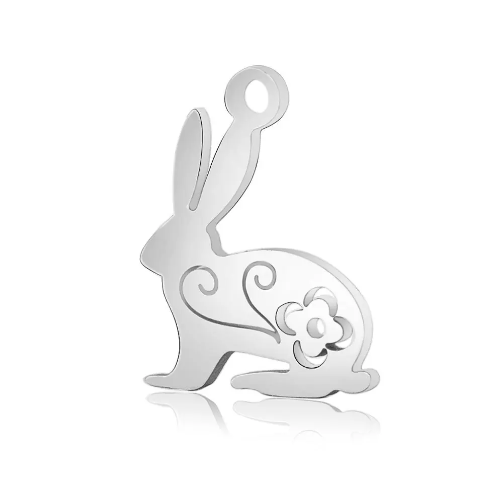 

10pcs 316L Stainless Steel Double Side Polished Lovely Rabbit Animal Dangle Charm Pendant for DIY Earring Jewelry Making Finding