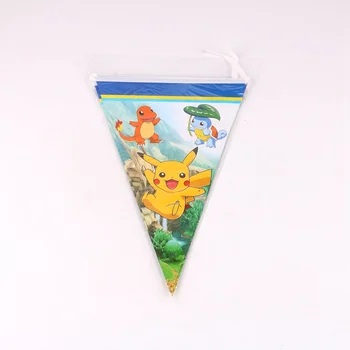 

10pcs/lot pokemon go Theme Cartoon Party Banner Flags Kid's Birthday Baby Shower Party Decorations Supplies
